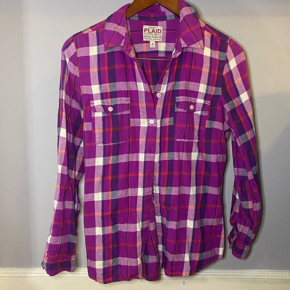 Pink Flannel Buttondown Old Navy Size Medium